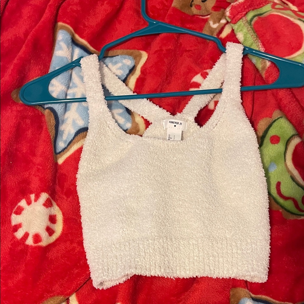 Forever 21 Cream Textured Crop Top